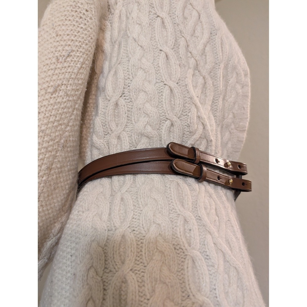 Lauren Ralph Vachetta Tri-Strap Leather Brown Equestrian Horsebit Belt Size 2X - Picture 4 of 8
